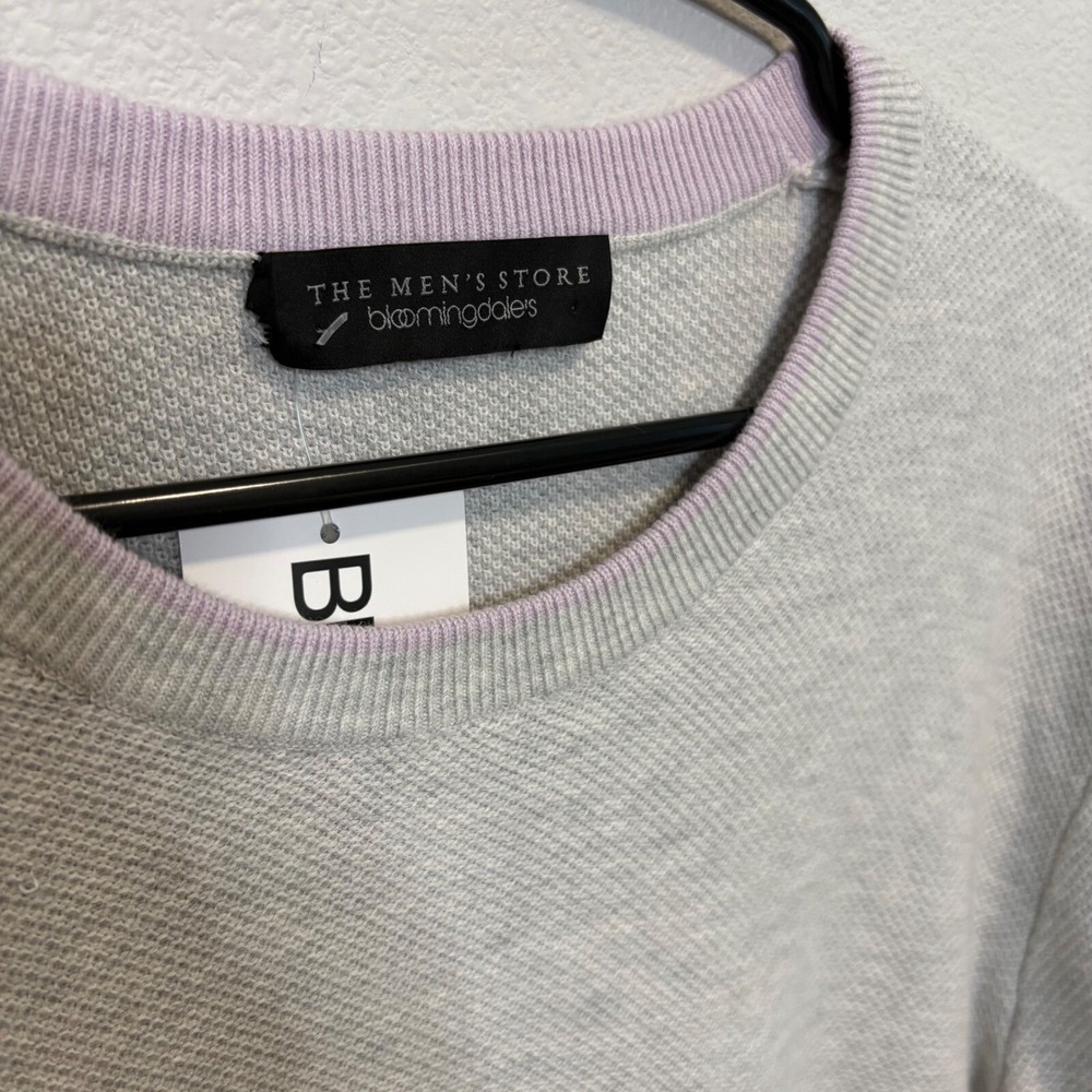 NWT The Men's Store Bloomingdales Gray Sweater Crew Neck Long Sleeve Knit Medium - Picture 4 of 6